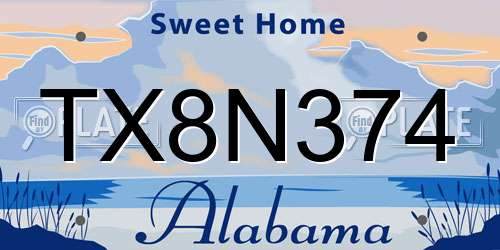 TX8N374 Alabama License Plate