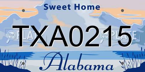 TXA0215 Alabama License Plate