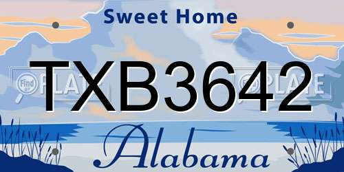 TXB3642 Alabama License Plate