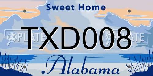 TXD008 Alabama License Plate