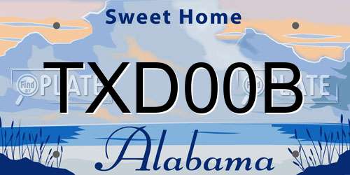 TXD00B Alabama License Plate