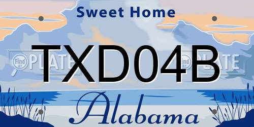 TXD04B Alabama License Plate