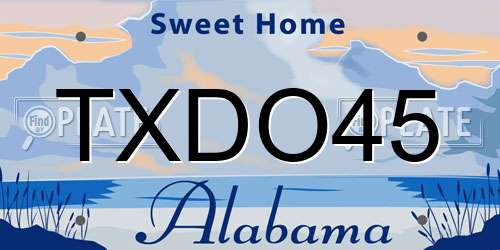 TXDO45 Alabama License Plate