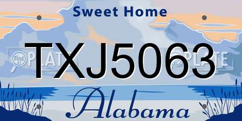 TXJ5063 Alabama License Plate