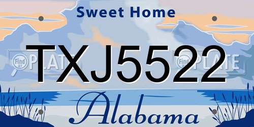 TXJ5522 Alabama License Plate
