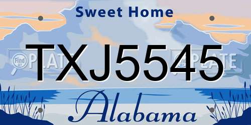 TXJ5545 Alabama License Plate
