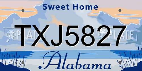 TXJ5827 Alabama License Plate