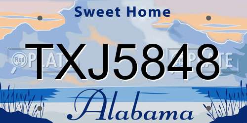 TXJ5848 Alabama License Plate