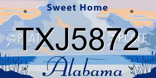 TXJ5872 Alabama License Plate