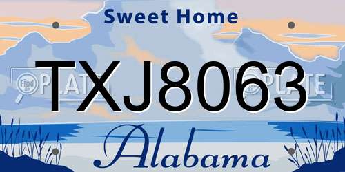 TXJ8063 Alabama License Plate