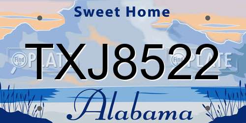 TXJ8522 Alabama License Plate