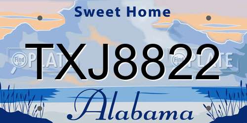 TXJ8822 Alabama License Plate