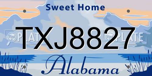 TXJ8827 Alabama License Plate