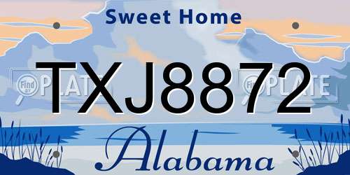 TXJ8872 Alabama License Plate