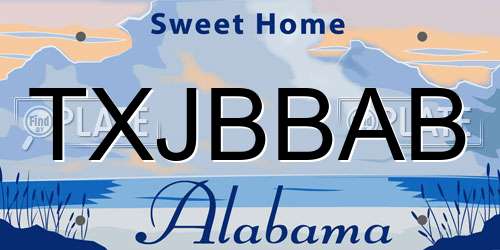 TXJBBAB Alabama License Plate