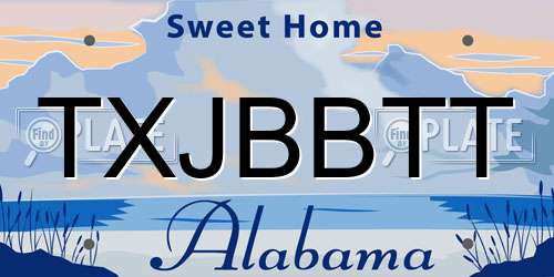 TXJBBTT Alabama License Plate