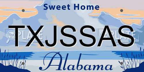 TXJSSAS Alabama License Plate