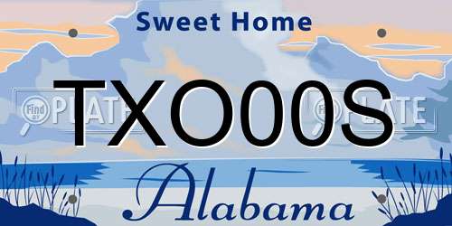 TXO00S Alabama License Plate