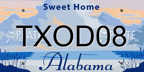 TXOD08 Alabama License Plate