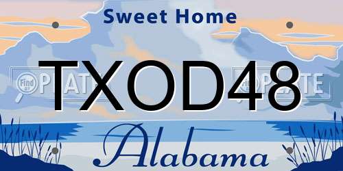TXOD48 Alabama License Plate