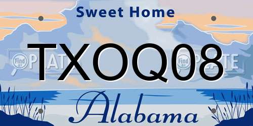 TXOQ08 Alabama License Plate