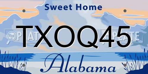 TXOQ45 Alabama License Plate