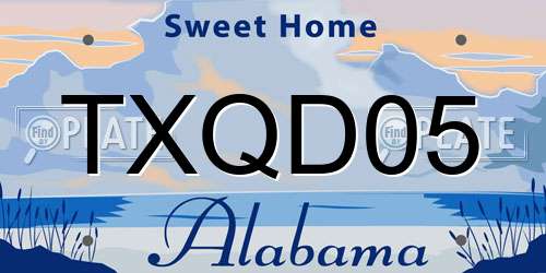 TXQD05 Alabama License Plate