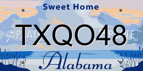 TXQO48 Alabama License Plate
