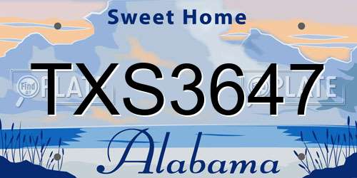 TXS3647 Alabama License Plate