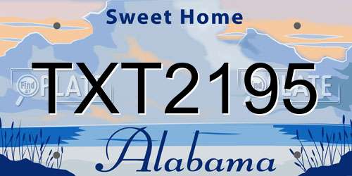 TXT2195 Alabama License Plate