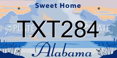TXT284 Alabama License Plate