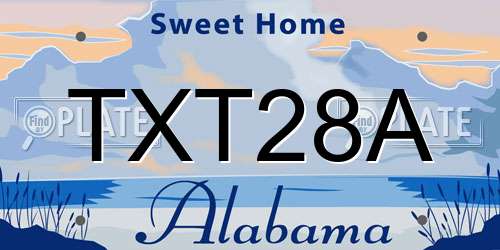 TXT28A Alabama License Plate