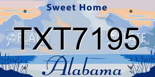 TXT7195 Alabama License Plate