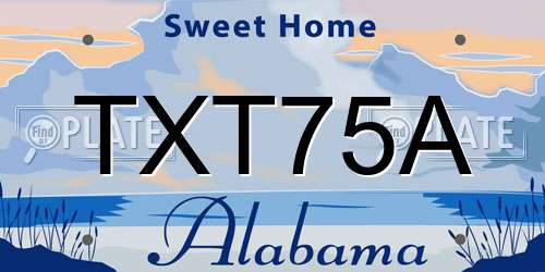 TXT75A Alabama License Plate