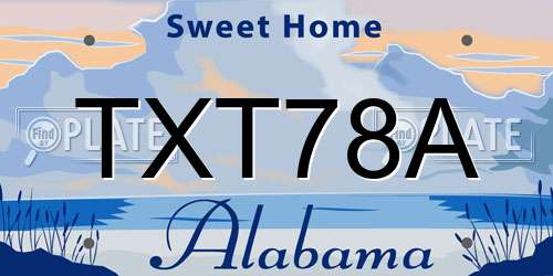 TXT78A Alabama License Plate