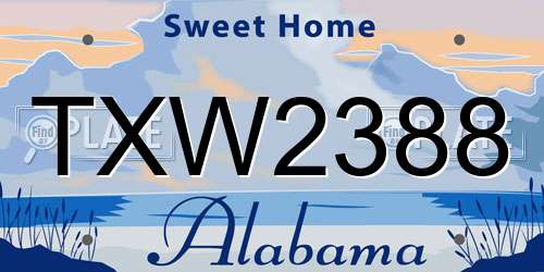 TXW2388 Alabama License Plate