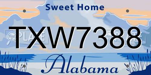 TXW7388 Alabama License Plate