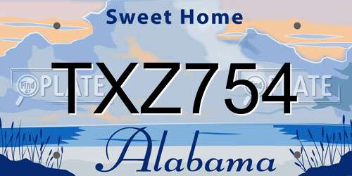 TXZ754 Alabama License Plate
