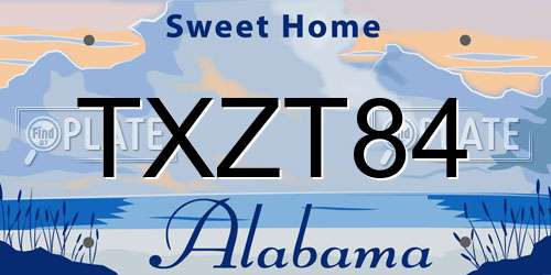 TXZT84 Alabama License Plate