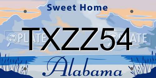 TXZZ54 Alabama License Plate