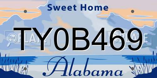 TY0B469 Alabama License Plate
