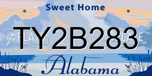TY2B283 Alabama License Plate