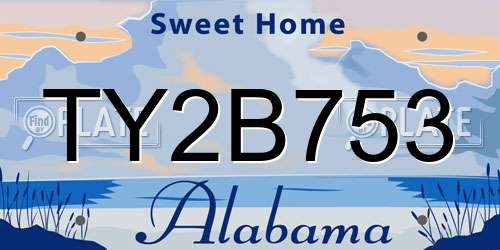 TY2B753 Alabama License Plate