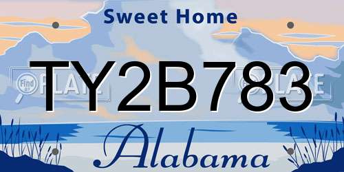 TY2B783 Alabama License Plate