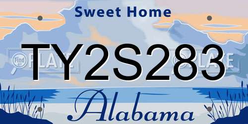 TY2S283 Alabama License Plate