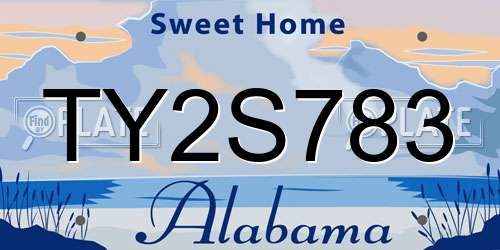 TY2S783 Alabama License Plate