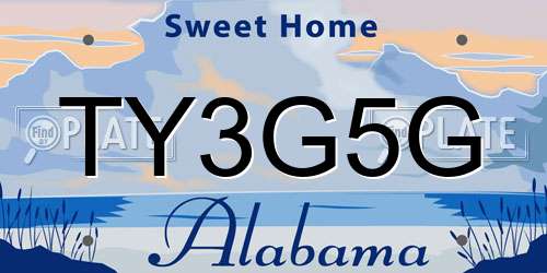 TY3G5G Alabama License Plate