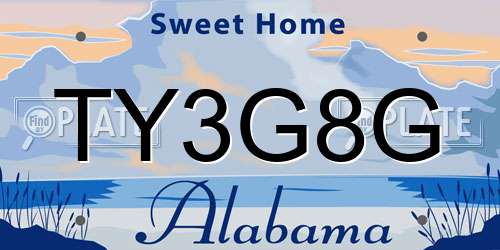 TY3G8G Alabama License Plate