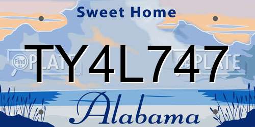 TY4L747 Alabama License Plate