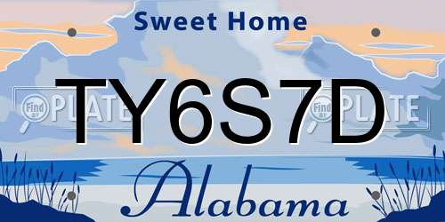 TY6S7D Alabama License Plate